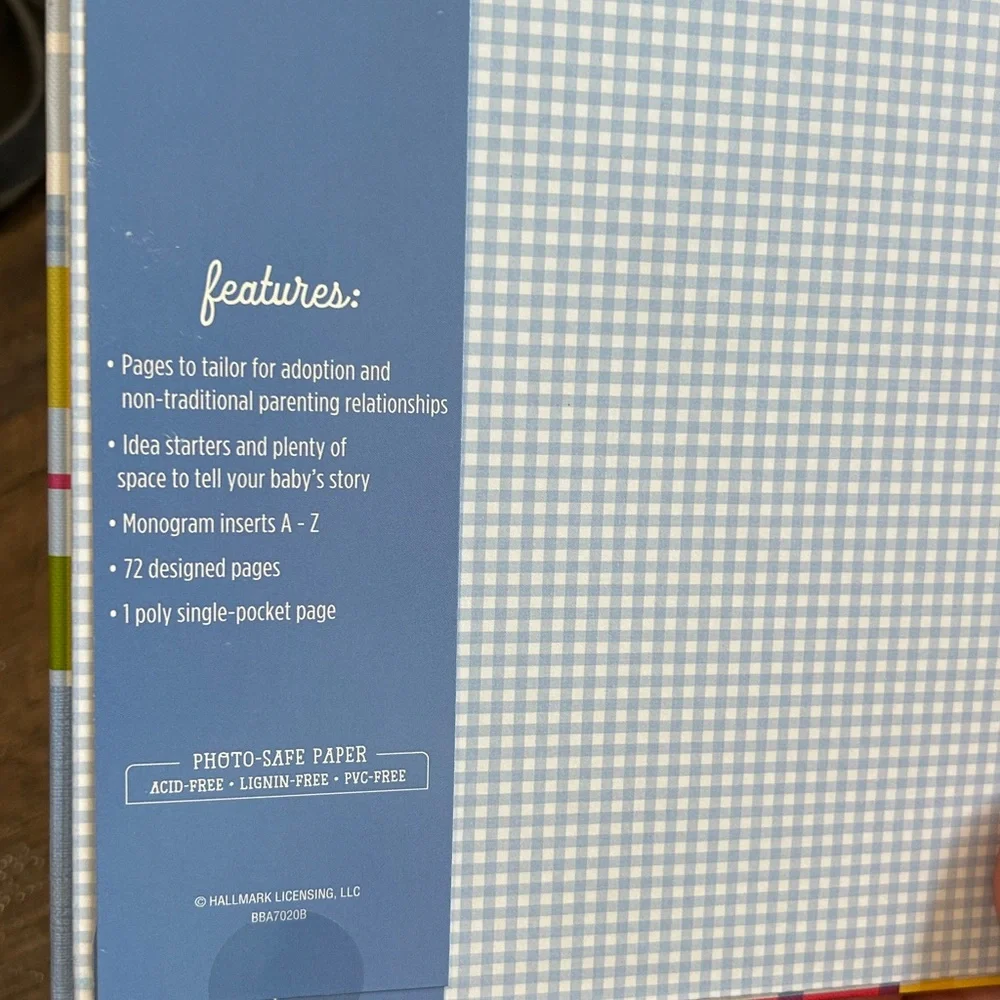 New Hallmark Baby Five-Year Memory‎ Book - Blue Plaid Customizable Nautical
